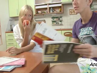 Hailey Retro Pornstar Does Anal in the Kitchen, Standing Anal and Work Tops Cum in Throat, Russian Hottie From Way Back
