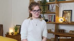 Ersties: Luna spoils her shaved pussy with dildo and vibrator