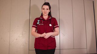 British babe in a nurse outfit strips down on camera