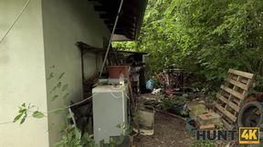 HUNT4K. POV sex with a hot brunette, her family caught us