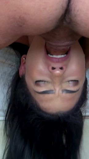 Big Tits Latina Ends Up Soaked In Spit After Blowing Big Cock Upside Down   Clip 2