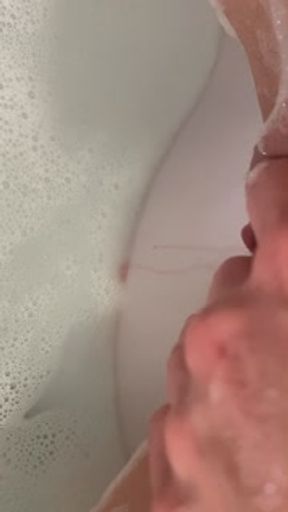 Fingering my tight wet pussy in the bath during my red days .Wet pussy sounds
