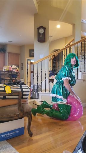 Sissy Diana in Green Pvc Humping Pt 1