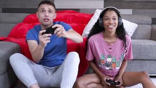 Stepcousin fucks ebony hottie POV while playing games