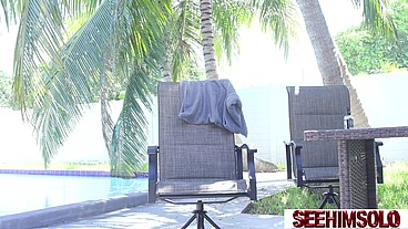 Alex D Strokes His Fat Cock Poolside With Slippery Strokes And Big Cumshot!