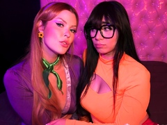 Busty babes team up to take on POV cock in playful threesome