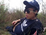 Gay Asian Twink Jon Arteen Speaks French, Masturbates His Smooth Penis In The Rain, Lubricated With