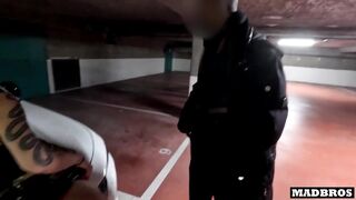 Gothic nympho leaves her boyfriend and gets fucked in the car in the parking lot!