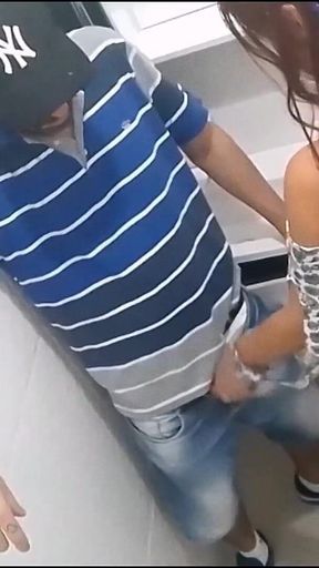 Naughty Girl Enters the Men's Bathroom of the Bar!