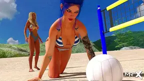 Busty Anime Vixens Heat Up Beach Volleyball Game with Steamy 3D Action