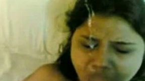 Wife of my Indian neighbor gets a facial and gets banged in her pussy