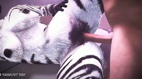 Wild Furry Zebra Gets Banged Hard!