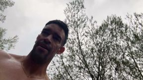 Walking Naked Under the Rain on the Woods