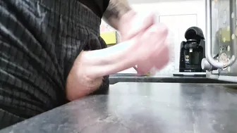 German Amateur with Big Cock Cums Hard in Kitchen