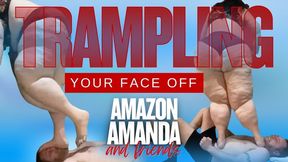 Amazon Amanda tramples a guy's face and squashes and crushes him relentlessly