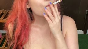 Smoking & clevage, looking up at you - Smokingrapunzel
