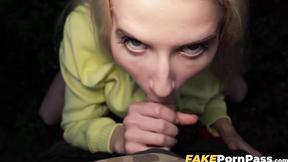 ”Blonde Vanessa Hillz revealed her boobs which made my meat hard enough to fuck h”