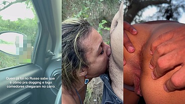 Dogging selvagem em vários lugares diferentes: praia, estacionamento, trilha e carro