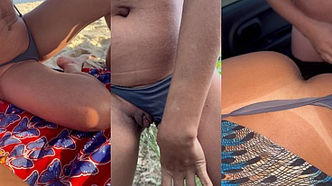 Dogging selvagem em vários lugares diferentes: praia, estacionamento, trilha e carro