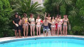 Wild Japanese pool party with lots of squirting sluts