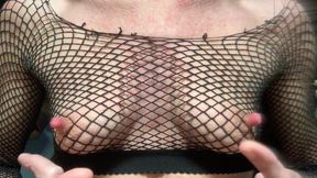 Nipple Play in Fishnet