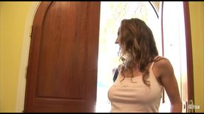 Busty MILF rides insurance agent&#039;s big dick on the couch