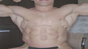 Oiling up, posing and cumming