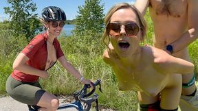 As 'horny&#x1F975;' cyclist receives 'blowjob' with 'unprotected creampie' in 'public' encounter
