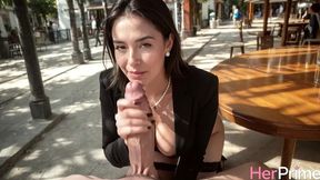 this mature woman wanted her friend s stepson, she wanted it so much that they ended up having sex in a cafe. [ai]