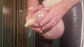Wanking with big cumload