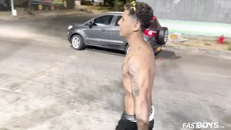 Latino Twink Thiago Kurly Jerks His Big Uncut Cock at Gay Casting