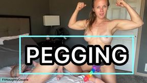 Mommy stuffs panties in her bitch boys mouth and flexes as she pegs his ass! FitNaughtyCouple PEGGING GONE WILD