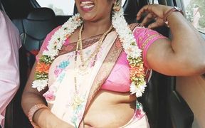 Indian Car Sex Telugu Saree Housewife Car Journey for Fucking with Husbend&#039;s Friend. Telugu Dirty Talks.