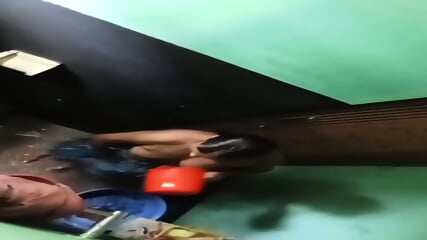 Nephew secretly recorded his desi village aunt while taking bath