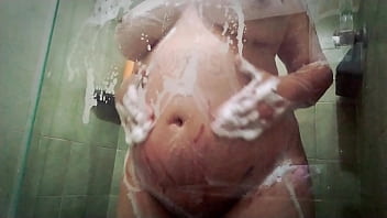 Pregnant takes a shower