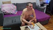 Eating my Favorite Pizza and Watching Bachelor on TV Completely Naked