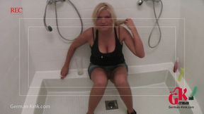 POV piss action in the bathroom