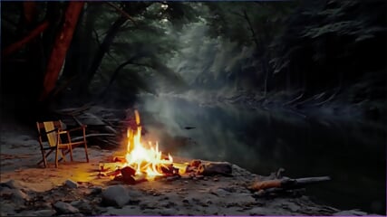 Relaxing by the camp fire