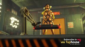 Cyberpunk sex. Hot 3d futanari plays with a sexy cuffed girl in sci-fi lab