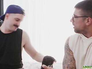 Seb Leblan caught Ryan Bones jerking off to the panties and joins him