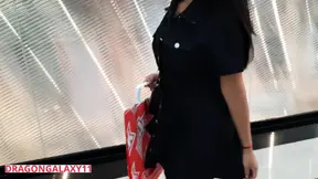 Sexy Latina 18yo shows off big tits in the mall