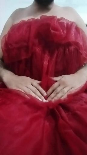 Indian Gay Crossdresser Gaurisissy Real XXX Homemade Sex in Red Lehenga