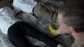 Twink brought his friends to visit - while they were playing on the console, he and his stepfather fucked them