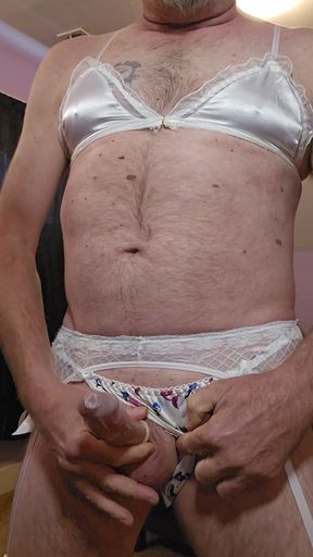 Condom Cumshot in Satin