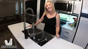 Mature MILF Jane Cane comforts her dependent stepson while filming a kinky