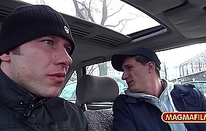 German Redhead in Public Berlin Threesome