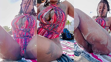 At the beach in sexy swimsuit ASMR