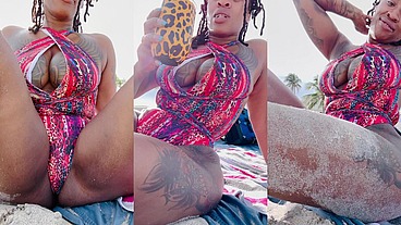 At the beach in sexy swimsuit ASMR
