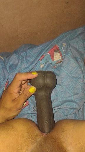 Riding effeminate gay dildo alone