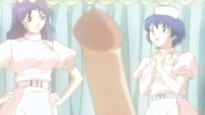Japanese cartoon nurses obsessed with a huge hard dick